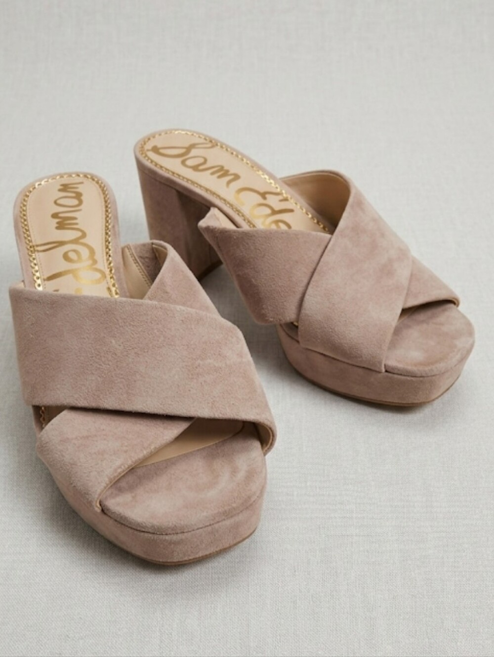 Sam Edelman Jayne Women's Wedge Sandals  Tan  Suede Size 10 Dusty Rose - Picture 5 of 8
